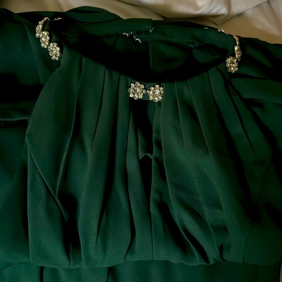 DAVID'S BRIDAL
Crepe Halter Bridesmaid Dress with Beaded Neckline - Picture 5 of 9